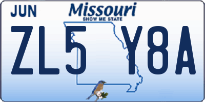 MO license plate ZL5Y8A