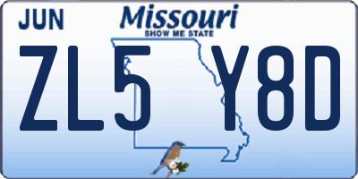 MO license plate ZL5Y8D