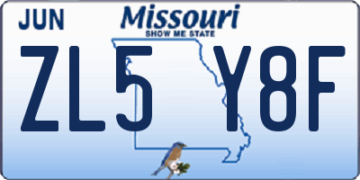 MO license plate ZL5Y8F