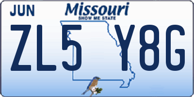 MO license plate ZL5Y8G