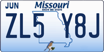 MO license plate ZL5Y8J