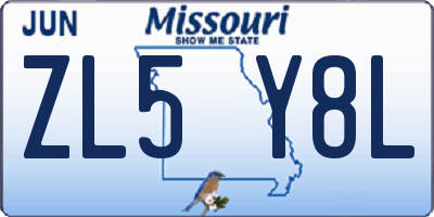 MO license plate ZL5Y8L
