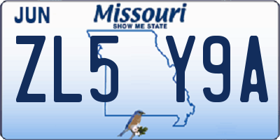 MO license plate ZL5Y9A