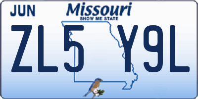 MO license plate ZL5Y9L