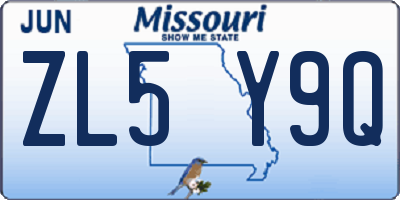 MO license plate ZL5Y9Q