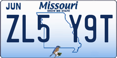 MO license plate ZL5Y9T