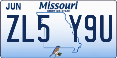 MO license plate ZL5Y9U