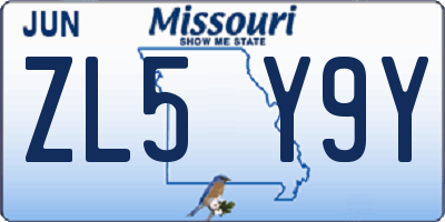MO license plate ZL5Y9Y