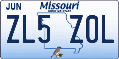 MO license plate ZL5Z0L