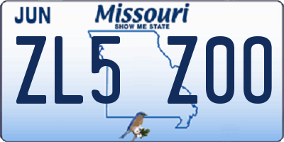MO license plate ZL5Z0O