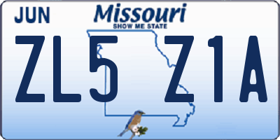 MO license plate ZL5Z1A