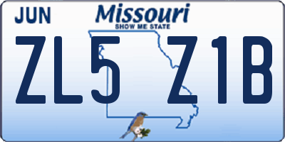 MO license plate ZL5Z1B