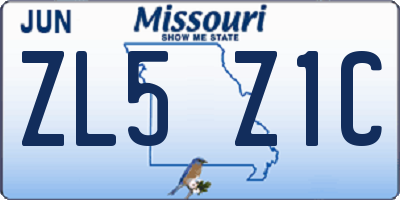 MO license plate ZL5Z1C