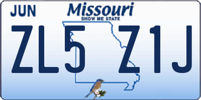 MO license plate ZL5Z1J