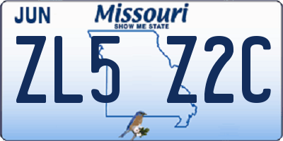 MO license plate ZL5Z2C
