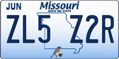 MO license plate ZL5Z2R