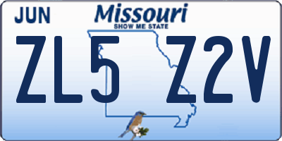MO license plate ZL5Z2V