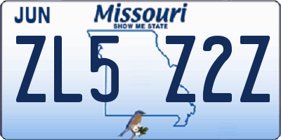 MO license plate ZL5Z2Z