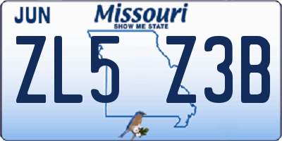 MO license plate ZL5Z3B