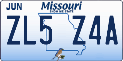MO license plate ZL5Z4A