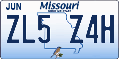 MO license plate ZL5Z4H