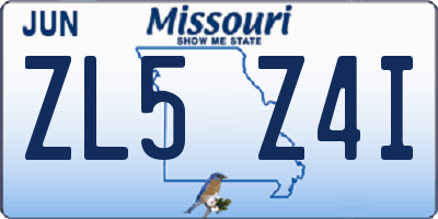MO license plate ZL5Z4I