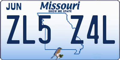 MO license plate ZL5Z4L
