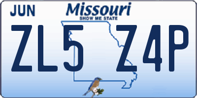 MO license plate ZL5Z4P
