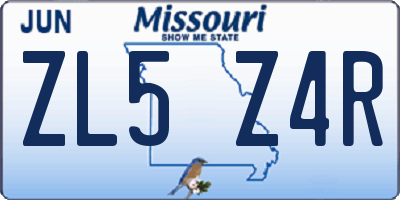 MO license plate ZL5Z4R