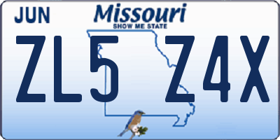 MO license plate ZL5Z4X