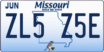 MO license plate ZL5Z5E