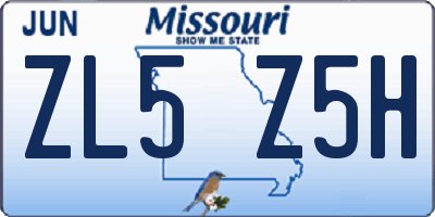 MO license plate ZL5Z5H