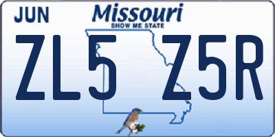 MO license plate ZL5Z5R