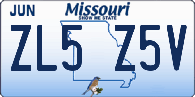 MO license plate ZL5Z5V