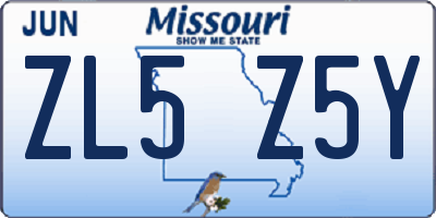 MO license plate ZL5Z5Y