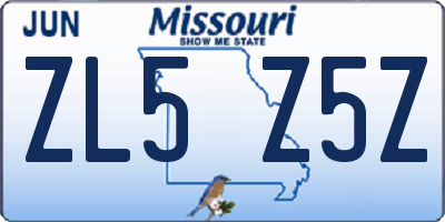 MO license plate ZL5Z5Z