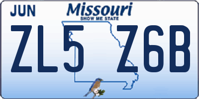 MO license plate ZL5Z6B