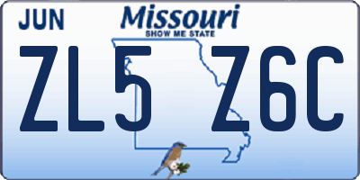 MO license plate ZL5Z6C