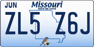 MO license plate ZL5Z6J