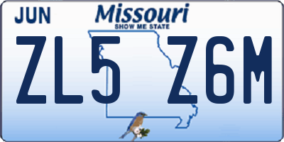 MO license plate ZL5Z6M