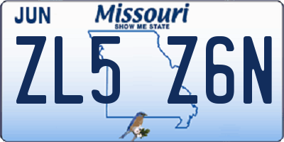MO license plate ZL5Z6N
