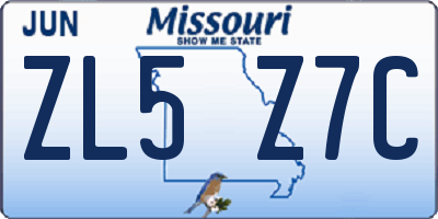 MO license plate ZL5Z7C