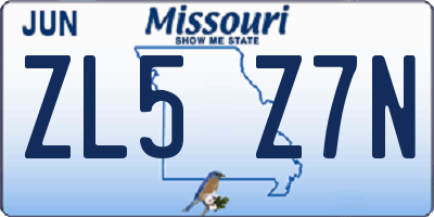 MO license plate ZL5Z7N