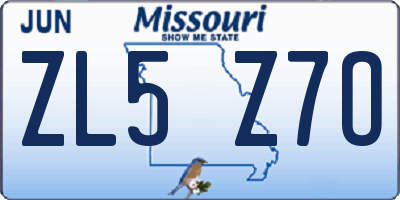 MO license plate ZL5Z7O