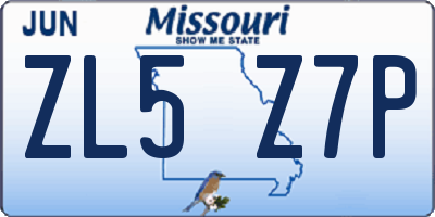 MO license plate ZL5Z7P