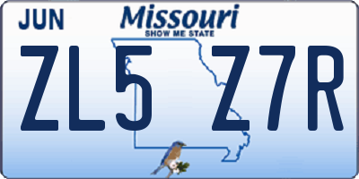MO license plate ZL5Z7R