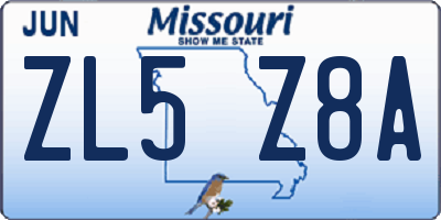 MO license plate ZL5Z8A