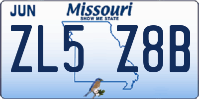 MO license plate ZL5Z8B