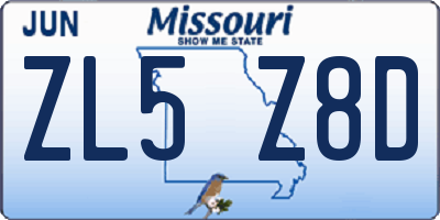 MO license plate ZL5Z8D