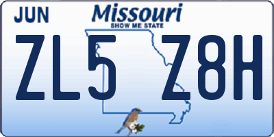 MO license plate ZL5Z8H